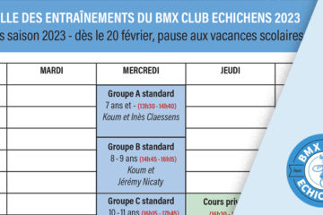 Grille des entraînements du BMX Club Echichens 2023